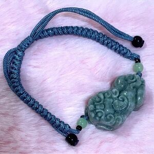 Certified Grade A Green Jade Dragon Braided Bracelet